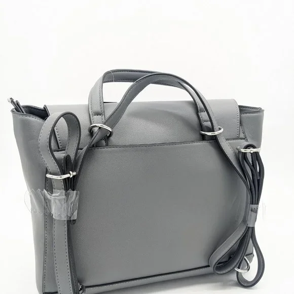 ALFANI mixed metal faux-leather women's backpack crossbody bag - GREY - Picture 5 of 9